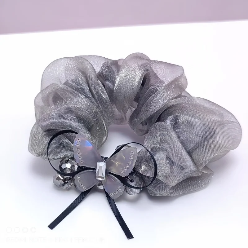 Schicke Organza Haarschmuck zarte Schmetterling Kristall Haar gummi glänzende Strass steine modische Scrunchie Strass Chiffon Image