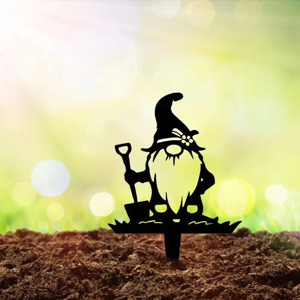 Metall Handwerk großen Outdoor-Hof Gnom mit Santa Insert - Silhouette Dekoration. Garten Rasen Pfähle. Elegante metall hof schönheit