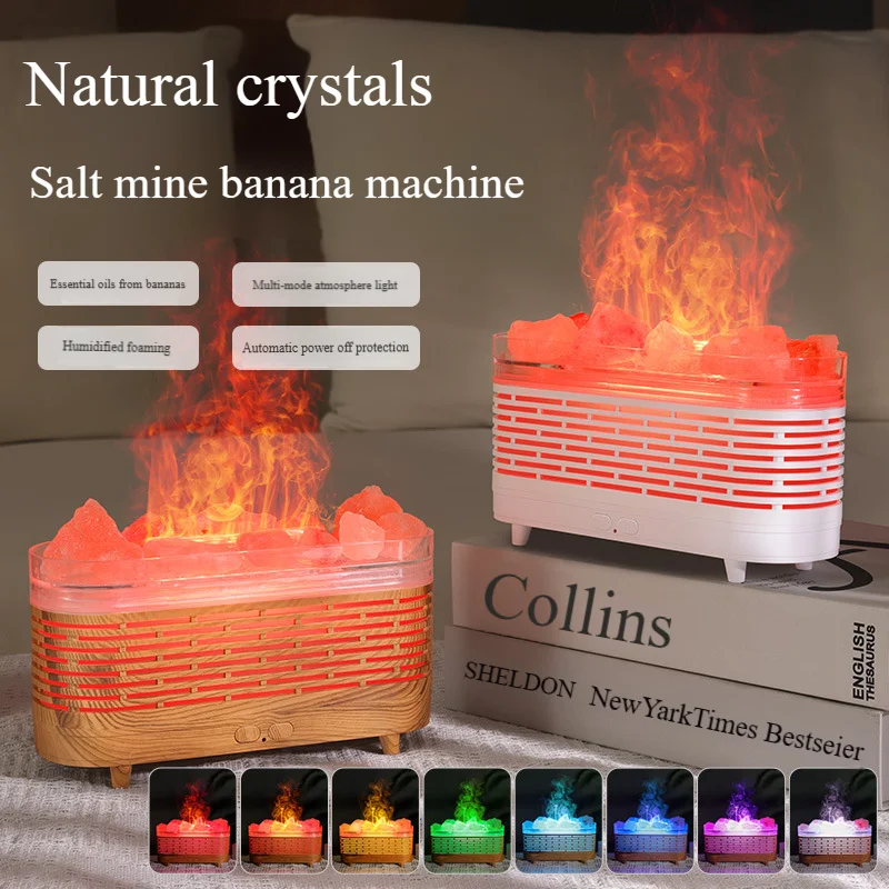 Flammen-Luftbefeuchter, Kristallsalz, Aromatherapie-Diffusor, Ultraschall-Diffusor für ätherische Öle, kühler Nebel-Luftbefeuchter für Schlafzimmer Image