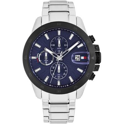 Multifunktionsuhr TOMMY HILFIGER "Jameson", edelstahlfarben, blau, Armbanduhren, Herren, Quarzuhr, Armbanduhr, Herrenuhr, Edelstahlarmband, analog, Tag Image