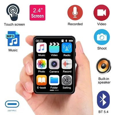 Bluetooth 5.4 HiFi-MP3-Player 2,4-Zoll-Touchscreen-Walkman mit Kamera kann Bilder mit Image