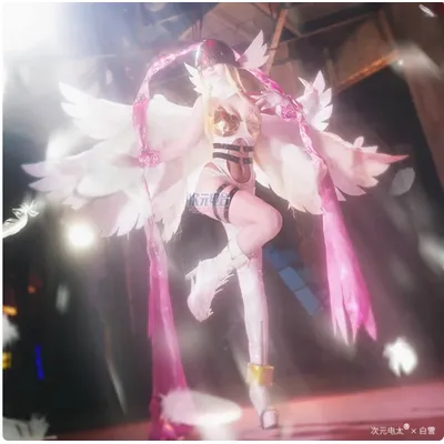 Angewomon Digimon Adventure New World Cosplay Kostüm Halloween Party sexy Leder Overall Flügel Prop Hut Set Frau Uniform Image