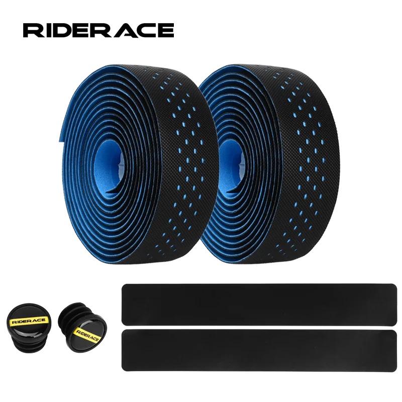 1 paar Fahrrad Lenker Band Perforierte Atmungsaktive PU EVA Material Straße Fahrrad Lenker Riemen Fixed Gear Gürtel Mit 2Bar Stecker Image