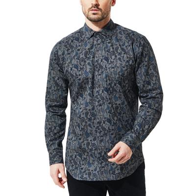 Walbusch Herren Weiches Flanellhemd Blau gemustert Image