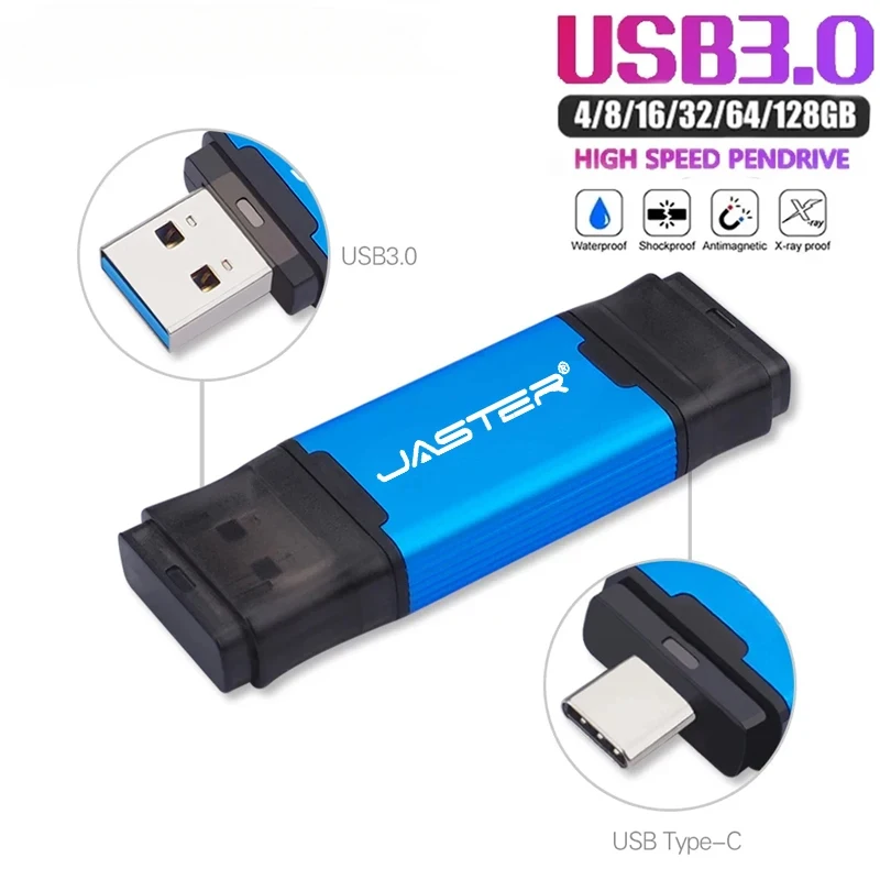 JASTER clé USB type-c 512GB 256GB 128GB 64GB 32GB clé USB 2 en 1 pour type-c/PC OTG clé clé USB 3.0 clé USB