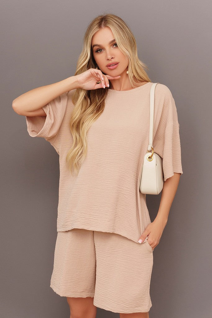 Day Damen Webset (Bluse & Shorts) in Beige Image