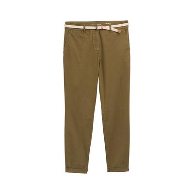 TOM TAILOR Damen Slim Chino Hose mit Gürtel, grün, Uni, Gr. 34/32 Image