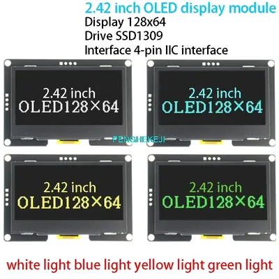2.42 inch OLED display module 2.4 display 128x 64 driver SSD1309 interface 4-pin IIC interface