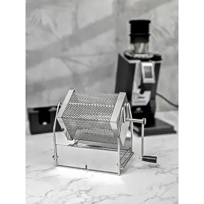 1pc Coffee Bean Roaster Hand Crank Open Flame Stainless Steel Rotary Cage Home Raw Bean Roasters No