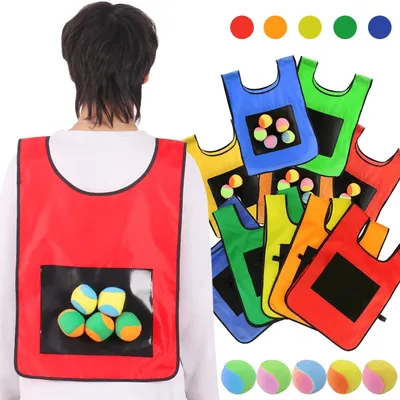 5 Colors Available 39x53cm Outdoor Sticky Ball Vest with 5pcs 6cm Soft Ball Creative Outdoor