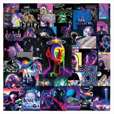 10/30/50pcs Cool Psychedelic Style Graffiti Stickers Cartoon Punk Acid Laser Sticker Skateboard