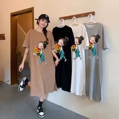 Summer Cartoon Print New Trend Loose Short Sleeve Comfortable Women Maternity Dress
