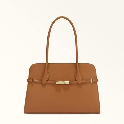 Goccia L Leather Tote Bag with Shoulder Strap