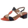 Sandalette MARCO TOZZI, Damen, Gr. 37, blau (navy, kombiniert), Textil, Lederimitat, kontrastfarbene Details, elegant, Schuhe, Blockabsatz, Sommerschuh, Riemchensandale mit verstellbarer Schnalle