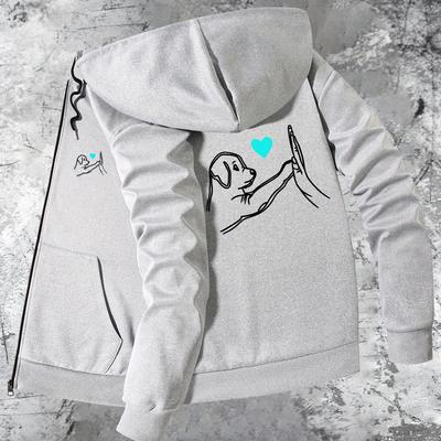 TEMU Men's Versatile Hoodie Jacket With A Dog Paw Print For Autumn And Winter, A High-quality Casual Jacket For Young Men. Image