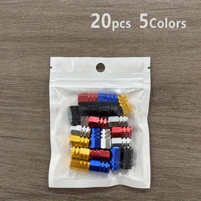 TEMU 20pcs Stainless And Bike Valve Caps- Tire Caps, 5 Colors(red, Blue, Black, Golden, Silvery) Image