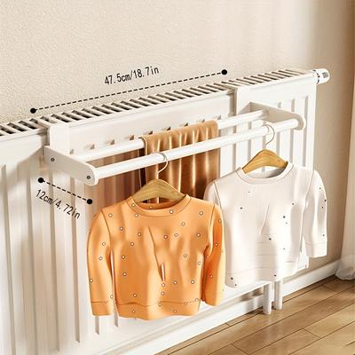 TEMU A Metal Drying Rack Hanging On A Heat Sink, . A Clothes Drying Rack With 2 Drying Poles, For Hanging Clothes, Socks, Shoes, Winter Clothing Storage, Drying Racks Image