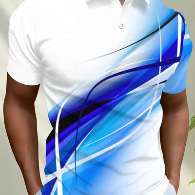 TEMU Men' Short Sleeve Shirt With Vibrant Pink 3d Print - Casual Summer Collar, Button-, Regular Fit, Lightweight Polyester Fabric, Casual Attir Image