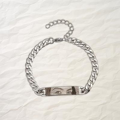 TEMU Personalized Custom Bracelet With Eyes, From, Adjustable Stainless Steel, Suitable For And Parties, Perfect Gift For Lovers, , Family, And Pet Lovers Image