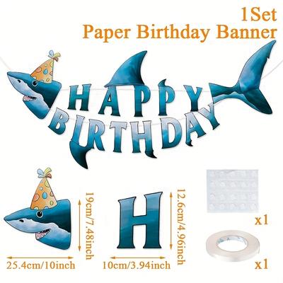 TEMU Set, Design Birthday Hanging Banner,paper Pulling Flag,happy Birthday Party Decoration Pulling Flag,baby Shower Party Background Decor,under The Sea Party Banner Image