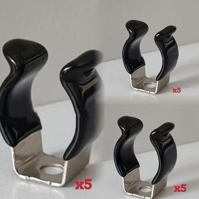 TEMU Black 15pcs, T5 T8 U-shaped Clip Bracket For Led Bulb Installation Support, Round Stainless Steel Lamp Tube Fixing , Lamp Tube Clamp, Spring Tool Clamp Image