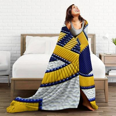 TEMU Men's Royal Madrid Football Club Flannel Blanket - Comfortable, Soft Polyester Knit, Use For Sofa, Bedroom, Camping & Travel, Camping Essentials | Blanket | Knit Fabric, Camping Blanket Image