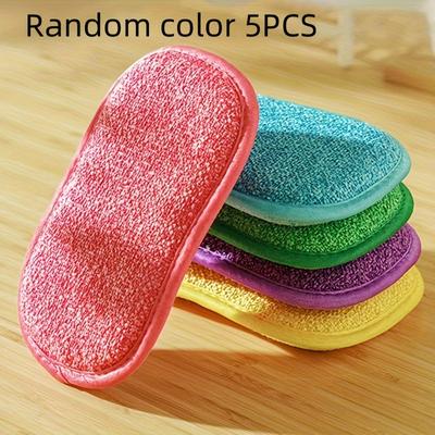 TEMU 5pcs Vibrant Microfiber Scrub Sponges - Non-scratch Kitchen Cleaning Pads For Dishes, Pots & More - Soft, Absorbent & , Dishwashing Essentials|vibrant Kitchenware|soft Texture Image