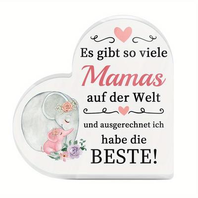 TEMU [2d Flat] 1pc German Heart Shaped Acrylic Sign Table Decor, Contemporary, Multipurpose, Tabletop, Desktop Decoration, Use Without Electricity, For Home, Room, Day Gift Image
