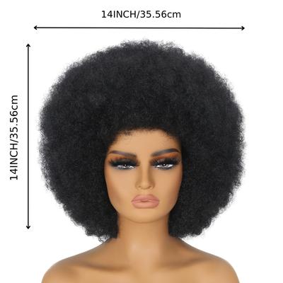 TEMU 70s Afro Curly Wig For - Soft, Natural-looking Synthetic Hair, & Fluffy Black Afro Wig For , Parties, And Cosplay, Party Hairpiece, Naturallooking Hairpiece Image