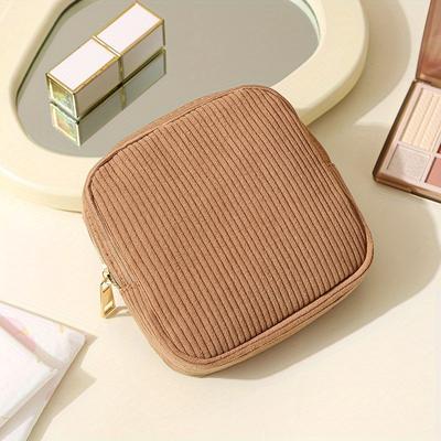 TEMU Chic Velour Mini Makeup Bag Set - Travel Zipper Pouch For Cosmetics, Lipstick & - Compact Storage Organizer, Ideal Day Gift, Cosmetic Bag Image