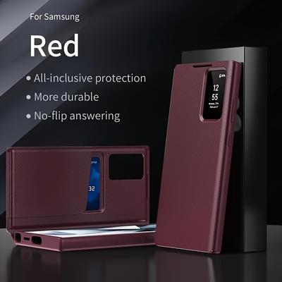 TEMU Luxury Flip Phone Case Suitable For Galaxy A55 S24 S25 S23 Ultra, With Card Slot, Can Insert Cards, Download Applications, Answer Calls Without Flipping, Protection, Shockproof Cover Image