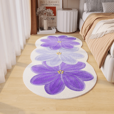 TEMU Irregular Floral Bedroom Bedside Carpet Made Of Cashmere, 1000g/㎡, 10mm Plush Soft Fluffy Carpet, Luxurious High-end Decorative Rug For A Shaped Walk-in Closet. Image