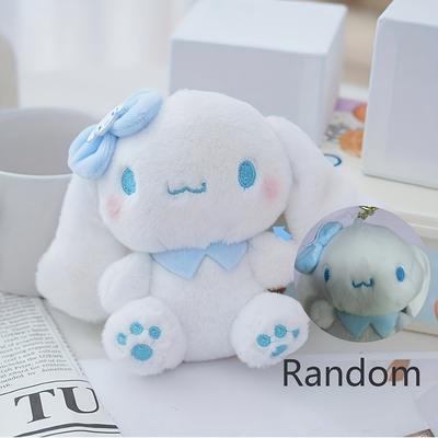 TEMU 1pc Kuromi & My Melody Plush Keychain - Cute Cartoon Dog Plush Toy With Purple & Pink Bows, Soft Polyester Small Dog Breed Design For Bag Charms, Party Favors, Pet Accessories Image