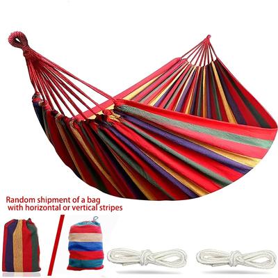 TEMU [colorful Fabric Hammock For Camping] 1pc Colorful Fabric Hammock With Design, Tree-friendly Straps, Enough To Hold 450 ,portable Carrying Bag - Outdoor, Indoor, And Camping Use Image