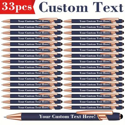 TEMU 33-pack Custom Engraved Metal Ballpoint Pens, Personalized Fine Point Writing Instruments For Business, Anniversary, Website, Men's Gift, Christmas, Birthday Image