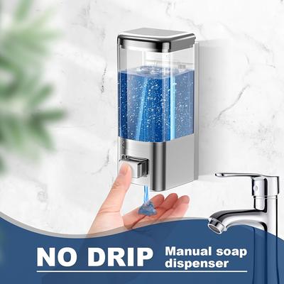 TEMU Press Soap Dispenser Silvery - 500ml, Manual Wall-mounted Kitchen Soap Dish Bathroom Press-type Soap Dispenser Image