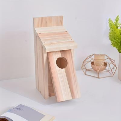 TEMU 1 Handcrafted Cedar Wood Hummingbird And Bluebird House - Outdoor Hanging Birdhouse For Garden Decoration. Image