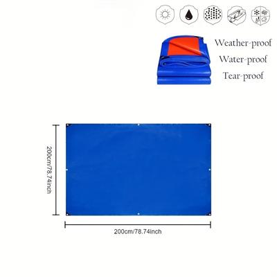 TEMU 1pc Heavy-duty Waterproof Tarp With Grommets - Large Multi- Polyester Protective Cover For Camping, Tents, Boats, Rvs, Cars - Tear-resistant Plastic Material For Outdoor Use Image