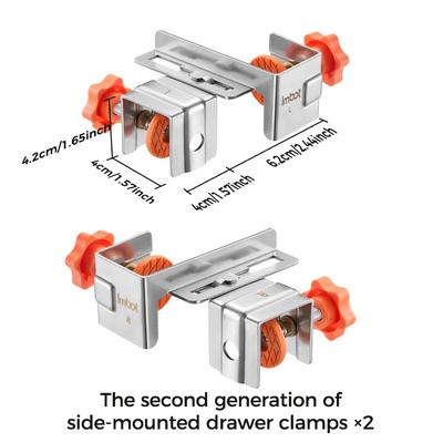TEMU Imbot Stainless Steel Side Drawer Clamp Auxiliary Inner And Adjustable Stainless Steel Angle Clamp Set 90 Degree Right Angle Clamp Double Handle Woodworking Clamp For Woodworking Wardrobe Doors Image