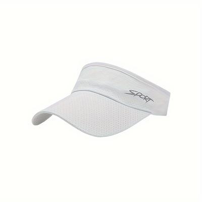 TEMU Bai Ma Fei Li Women's Summer Visor Cap - Breathable Polyester, Open- For Running & Outdoor Activities, In White, Pink, Black, And More Image