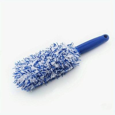 TEMU 2-in-1 Microfiber Wheel Brush Set, Long-handle Detailing Tool For Tires & Hubs, Stain & Sediment Absorbing, Durable Vehicle Maintenance Cleaning Kit Image