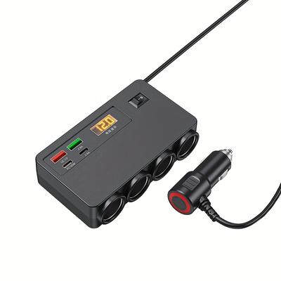 TEMU Shengwoda 120w Car Transformer, 12v-24v Ac Car Converter, With 2 Usb And 2 Pd Ports For Quick Charging, 2.4aqc3.0 Laptop Charger, Car Adapter, For Plug And Socke Image