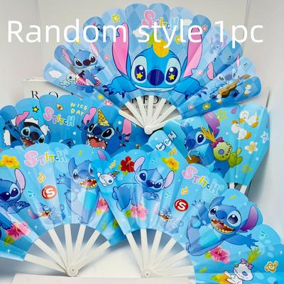 TEMU Stitch Pp Folding Fan Cute Stitch 7-fold Fan Summer Cool Small Fan Image