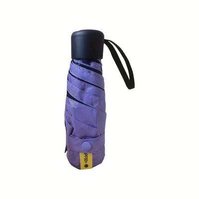 TEMU Women's Manual Five-fold Mini Umbrella Black Sun Protection Pocket Rain Umbrella Image