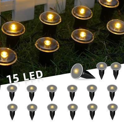 TEMU 15pcs, Solar Garden Lights, Outdoor Ip65, Path Lights With 8 Lighting , Can Your , Very Suitable For Gardens, Lawns, Camping Atmosphere Decoration Image