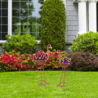 TEMU 24 Inch/28 Inch Pink Flamingo Flower Pot Cover With 2 Ornaments Image