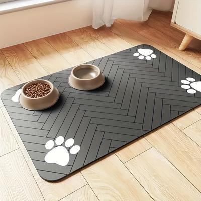 TEMU Easy-to-clean Diatomaceous Earth Pet Feeding Mat, Suitable For Dogs And Cats - Non-slip, Absorbent Food Mat With Paw , Durable Rubber Base, An For Mess-free Feeding. Image