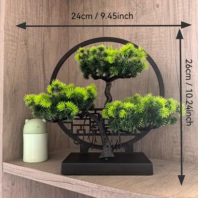 TEMU 1pc Artificial Pine With Screen Base, Realistic Green Fake Plant For Bedroom, Living Room, Office Desk, Plastic Tabletop Decoration, Holiday Decor Props, Best For Christmas, Thanksgiving Image