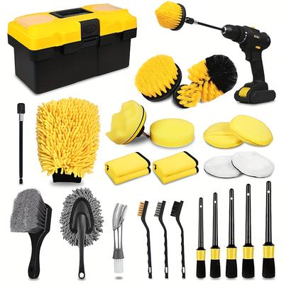 TEMU 27pcs Cleaning Kit, Car Kit, Car Beauty Drill Brush Kit, Car Wash Accessories, Interior, Exterior, Wheel Cleaning Tool Kit Image