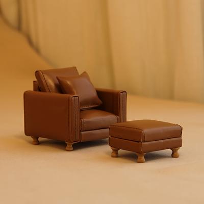 TEMU Miniature Simulation Leather Sofa, Bjd/ob11/ Scene Ornaments Image